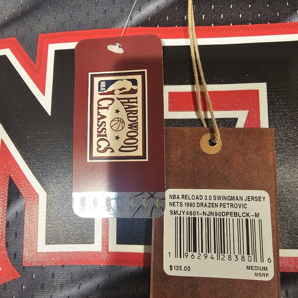 Brand new with tags New Jersey Nets Drazen Petrovic #3 Mitchell & Ness 1990-1991 - Picture 3 of 7
